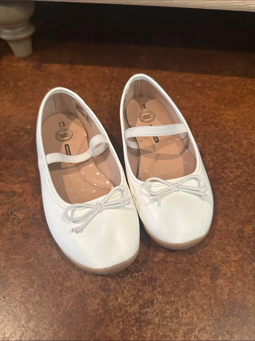 wonder nation White Girls Flats with Bow Accent